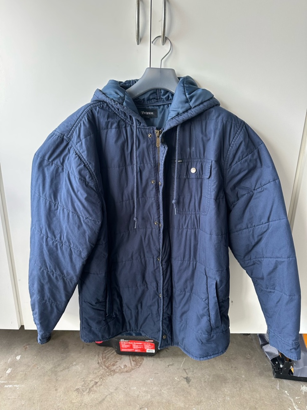 Brixton men's Navy Quilted Hooded Jacket